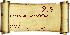 Paczolay Verbéna névjegykártya